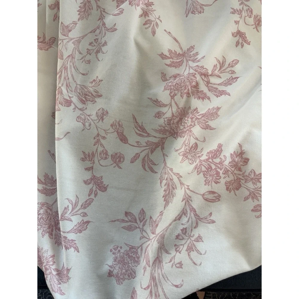 Pink Floral Toile Botanical Fabric Shower Curtain White 72 X 72 Toile De Jouy